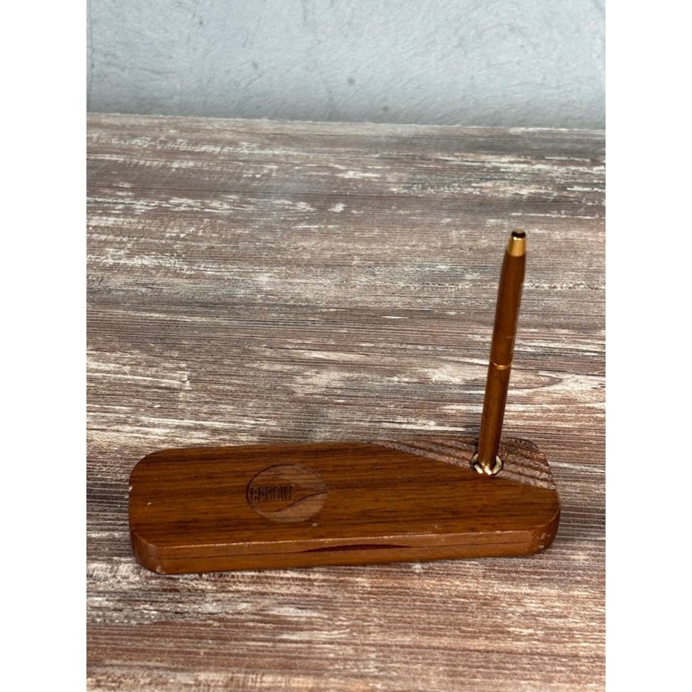 Vintage Wooden Pen Holder Engraved Pen Dealer‎ Advisory Council 1994 Denver CO